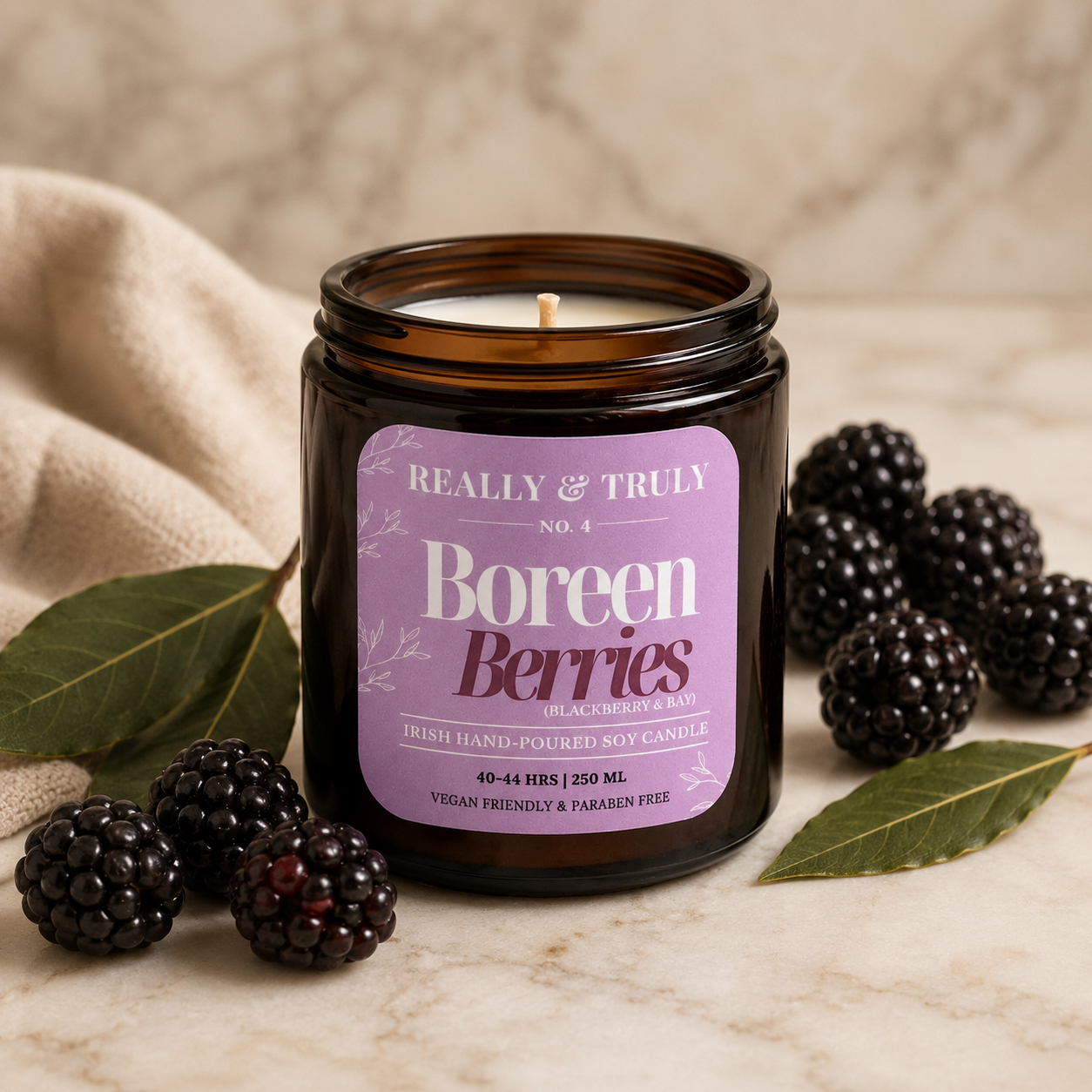 No. 4, Boreen Berries, Scented Soy Candle, 250 mls (40 - 44 hours)