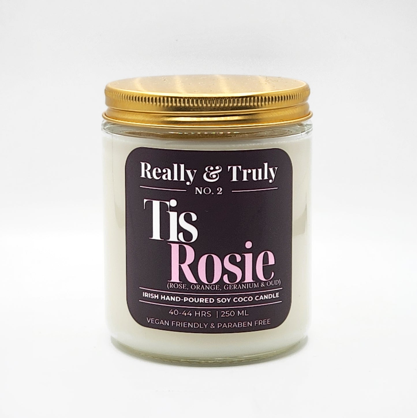 No. 2, Tis Rosie, Scented  Candle, Soy Coconut wax, 250 ML (40 HR)